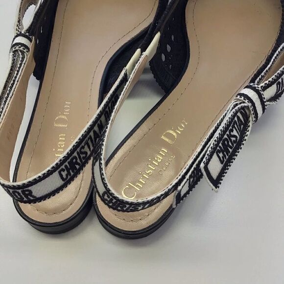 Dior Moi Black Cotton Lambskin Mesh Cannage Slingback Ballet Flats EU 35.5 - Picture 15 of 16